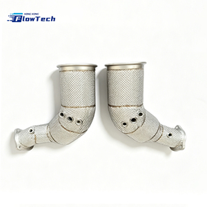 Système d'échappement racing haute performance en acier inoxydable pour Audi RS4 RS5 B9.5 2.9T V6, avec downpipe EA839 bi-turbo et bouclier thermique. - Product Image 1