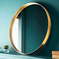 Grand miroir décoratif mural rond en aluminium doré avec cadre décoratif artistique miroir ovale carré à cercle profond pour le salon