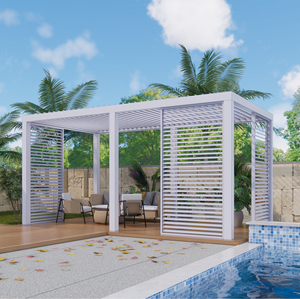 <span class=keywords><strong>Pergola</strong></span> extérieure réglable en alliage d'<span class=keywords><strong>aluminium</strong></span> avec lames orientables, imperméable, pour jardin, patio, cour, utilisation multi-scènes - Product Image 3