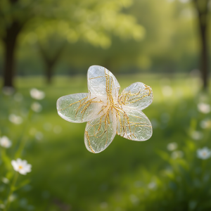 Pince à cheveux fleurie tendance 8 cm transparente avec fils dorés pour femme, accessoires pour cheveux - Product Image 2
