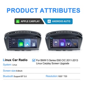 For BMW 5 Series E60 CCC 2005 2010 NaviHua Car Upgrade 8.8'' OEM Touch Screen Carplay Car Radio Auto <b>Stereo</b> GPS Car DVD Player - Product Image 5