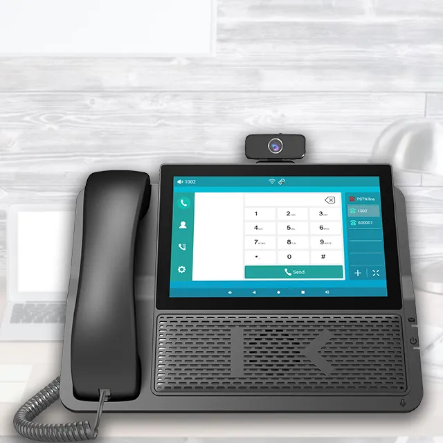 IP-телефон с 8-дюймовым цветным экраном и 6 сип-линиями и двойным 1000 м RJ45 POE WiFi для видеоконференций-VoIP