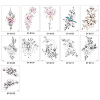 Tatouage temporaire Weimei motif rose pivoine, autocollant sexy pour filles, tatouage temporaire réaliste noir pour l'art corporel