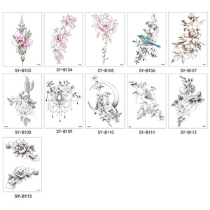 สติกเกอร์สักลายดอก<span class=keywords><strong>กุหลาบ</strong></span> Weimei ลายดอกไม้เซ็กซี่สำหรับสาวๆ ลายสักชั่วคราวสี<span class=keywords><strong>ดำ</strong></span>สมจริงสำหรับตกแต่งร่างกาย - Product Image 3
