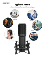 Microphone à condensateur cardioïde métallique Q10 avec logo personnalisé - Ensemble professionnel filaire, suppression du bruit, portable, pour conférence de bureau