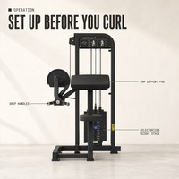 Machine à curls biceps double fonction REYK en acier, sélection de charge par broche, pile de poids 80 kg pour la force des bras, équipement de musculation pour salle de sport