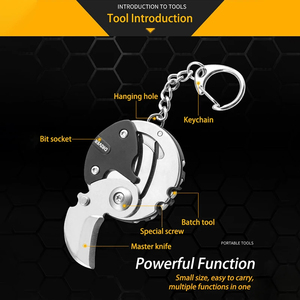 Navaja de bolsillo con llavero y destornillador, herramienta multifuncional hexagonal para monedas, herramienta de supervivencia EDC para exteriores, mini herramienta plegable. - Product Image 4