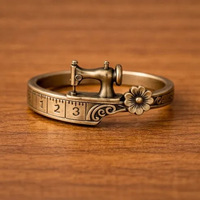 Daisy Jewelry Nouveau produit transfrontalier à succès, Ensemble bracelet manchette et bague en alliage à thème machine à coudre