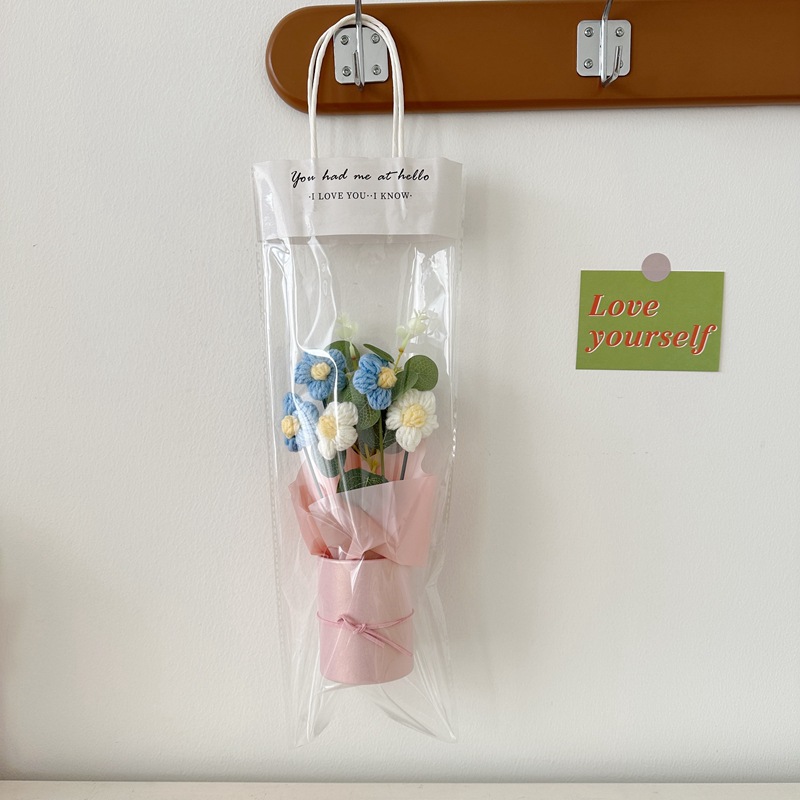 Bleu avec sac cadeau transparent