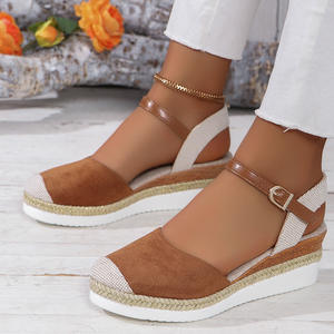 2025 Dropshipping verano nuevas sandalias de plataforma de cuña con punta abierta elástica para mujer de talla grande - Product Image 2