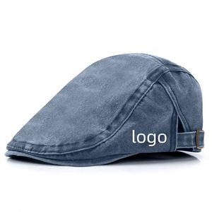 Boina Unisex Estilo Retro Americano, Lavada y Desgastada, 100% Algodón, con Bordado de Logotipo Personalizado, Accesorio de Moda Urbana - Product Image 1