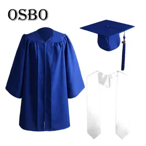 2020 ucuz mat kraliyet mavi toptan özel çocuk mezuniyet elbisesi kap