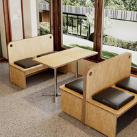 Ensemble de mobilier de café Wabi Sabi : banquette, table basse ronde et chaise individuelle pour salon de thé ou restaurant
