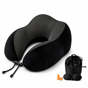 <b>Memory</b> Foam U-Shaped Travel <b>Pillow</b> 28x26x14cm Neck Support For Adults Portable Nap <b>Pillow</b> With Eye Mask And Earplugs - Product Image 1