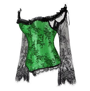 Top a <span class=keywords><strong>corsetto</strong></span> a <span class=keywords><strong>maniche</strong></span> lunghe trita Bustier taglie forti da donna Jacquard gotico floreale Gorset rinascimentale Shapwear - Product Image 6