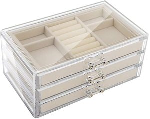 Acrylic Jewelry box 3 drawer jewelry organizer for ring earring Necklace Bracelet display box Clear Acrylic Jewelry Storage