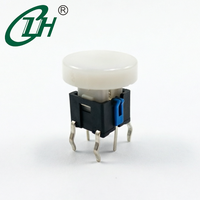 Interrupteur Tactile Lumineux 6x6mm avec Capuchon Rond Blanc LED Bleu 4 Broches DIP 1NO Momentané pour Panneau de Commande