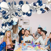 Kit d'arche de ballons en latex et aluminium pour fête d'anniversaire, thème moto de course, avec ballons en forme d'étoile, ronds et pneus, en matériaux sûrs
