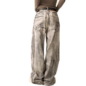 กางเกงยีนส์ผู้ชายทรงหลวมขากว้างสีขาวฟอกย้อมสไตล์วินเทจขายส่ง แฟชั่นลำลองสไตล์ไฮสตรีท - Product Image 5