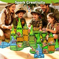 Tendencia 2026, Juego Educativo de Bloques de Construcción Magnéticos 3D con Animales para Niños, STEM Bosque, Baldosas Magnéticas Grandes de 7.5cm