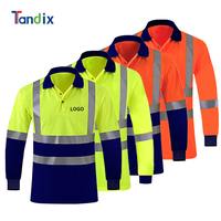 Polo de Travail de Sécurité Haute Visibilité à Manches Longues Séchage Rapide Personnalisable pour Logo, Route, Industrie Minière et Construction