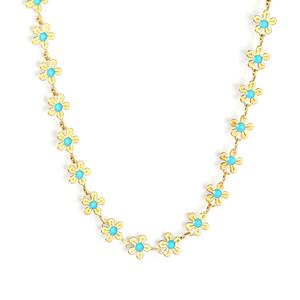 Collier ras du cou minimaliste en acier inoxydable plaqué or PVD 18 carats avec pendentif marguerite, bijou tendance en forme de fleur, collier personnalisé - Product Image 1