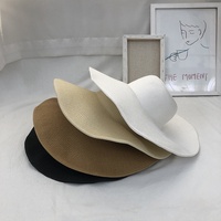 Topi Jerami Kertas Pinggiran Lebar Putih Model Terbaru Wanita Musim Panas Pantai UPF 50 Pelindung Sinar Matahari Dapat Dilipat Ukuran Besar Gaya Jepang