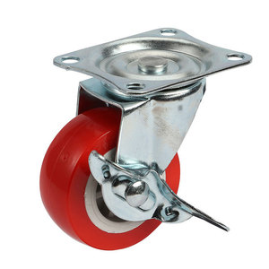 Pvc Caster Wheels 2 Inch Flat Bottom Swivel With Side Brake Locking Mechanism Bolt Hole Type - Product Image 4