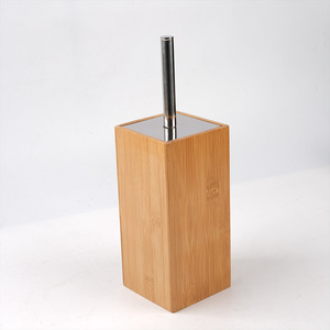 Porte-brosse de toilette en bambou rectangulaire, ensemble d'outils de nettoyage de salle de bain écologiques - Product Image 1
