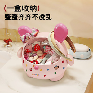 Cartoon Mouse Jewelry Storage Box With Lid Dust Proof Desktop Organizer For Hair Ties <b>Clips</b> Necklaces Accessories 2L Capacity - Product Image 2