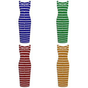 Custom OEM ODM <strong>Summer</strong> Women Sexy Knitted <strong>Crochet</strong> Long Dress Knit Sleeveless Stripe Dress <strong>for</strong> Women - Product Image 1