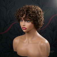 Perruques Courtes Afro Kinky 100% Cheveux Humains Péruviens Noirs Naturels, Perruque Tendance en Stock, Cheveux Péruviens Pré-coupés avec Dentelle