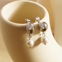 Pendientes de moda de acero inoxidable sin deslustre de lujo, joyería, pendientes de gota de agua de perlas de agua dulce