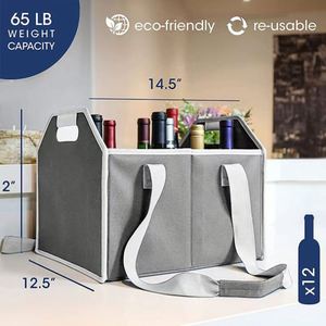 12 Bottles <b>Wine</b> Carrier Tote Thermal Padded <b>Wine</b> Tote <b>Bag</b> Reusable Glasses Liquor Bottle Storage Collapsible Ratafia Travel Case - Product Image 3