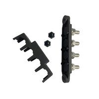 Bloc de bornes automobile noir 250A pour distribution d'énergie 48V CC, barre omnibus M8 de 5/16'' avec 4 goujons et contacts en cuivre et acier inoxydable