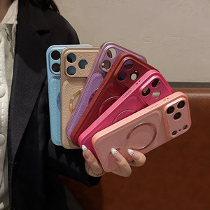 Étui de téléphone premium en cuir PU avec texture CD et chargement magnétique, design TPU, protection intégrale pour <span class=keywords><strong>iPhone</strong></span> <span class=keywords><strong>12</strong></span> 13 14 15 <span class=keywords><strong>Pro</strong></span> 16 17 <span class=keywords><strong>Pro</strong></span> Max - Product Image 5