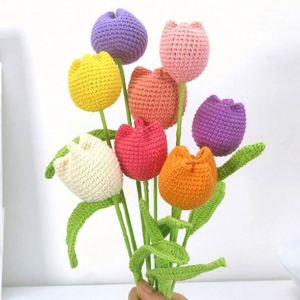 Venta al por Mayor de Tulipanes de Ganchillo Hechos a Mano, Decoración de Bodas, Flores Artificiales de Tulipán para el Día de San Valentín - Product Image 2