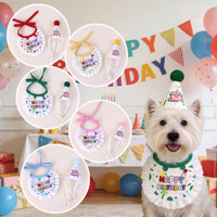 Ensemble de chapeaux d'anniversaire pour animaux de compagnie avec sangle réglable, décorations pompons, kit de costume pour photos d'anniversaire de chiots et chatons