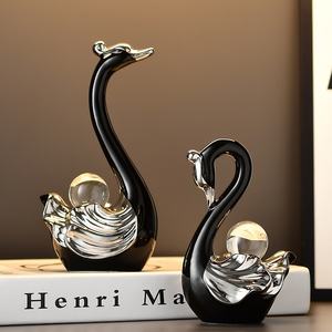 Декор для дома, Современный Простой хрустальный шар, фигурка лебедя, скульптура, украшения для гостиной, аксессуары для дома, керамические поделки - Product Image 3