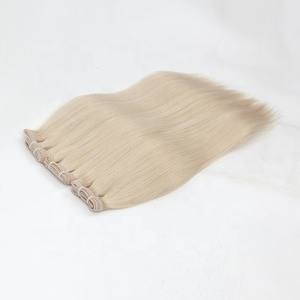 Híbrido trama <span class=keywords><strong>rubio</strong></span> <span class=keywords><strong>platino</strong></span> blanco <span class=keywords><strong>pelo</strong></span> virginal europeo cómodo sin costuras plana extensiones <span class=keywords><strong>de</strong></span> cabello <span class=keywords><strong>de</strong></span> trama - Product Image 5