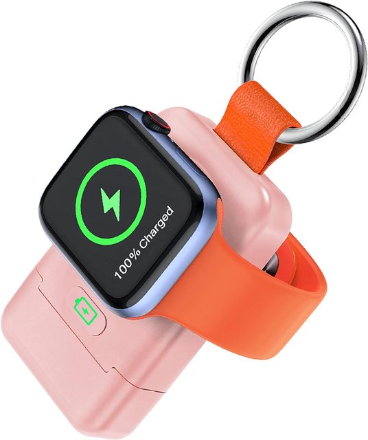 Hot Pink 1400mAh Li-battery Magnetic Wireless Watch Charger for Apple Watch9 ultra 2 Wireless Watch Charger