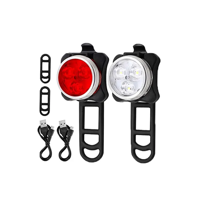 Usb Rechargeable Front White Bicycle Light Waterproof 4 Modes Bike Red Tail Led Light Set