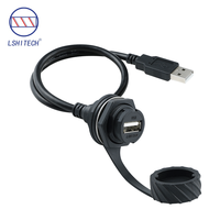 Adaptateur USB 2.0 Femelle-Mâle Étanche IP67 à Montage sur Panneau, Contacts en Cuivre, Connecteur Rapide à Baïonnette 0.1-5M pour Données Automobiles