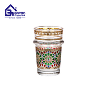 Vente en gros d'usine en stock 12 pièces Coffret cadeau de luxe Ensemble de tasses à thé marocaines en verre coloré Verre Beldi 130 ml Tasse à thé en verre pour l'Arabie Saoudite