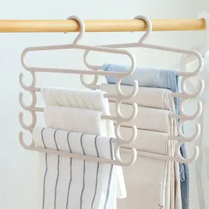 1PC Clothes Hangers Trousers Hangers Holders Closet Storage Organizers 5 Layers Pants Towel Scarfs Racks Storage Organization