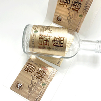 Conception gaufrée personnalisée en métal, or, estampage, argent, rouleau d'autocollant pour bouteille de whisky métallique, raisin, vin, emballage, logo