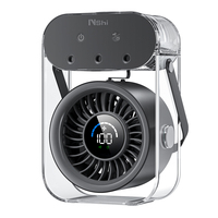 Ventilador de Nebulización Portátil Recargable Moderno de 4000 mAh con Temporizador, Tres Modos de Pulverización, Ventilador de Niebla Negra con Tres Boquillas