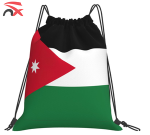 Custom Jordanian Flag Logo Foldable Leisure Drawstring Backpack Fitness Bag for Sports Travel
