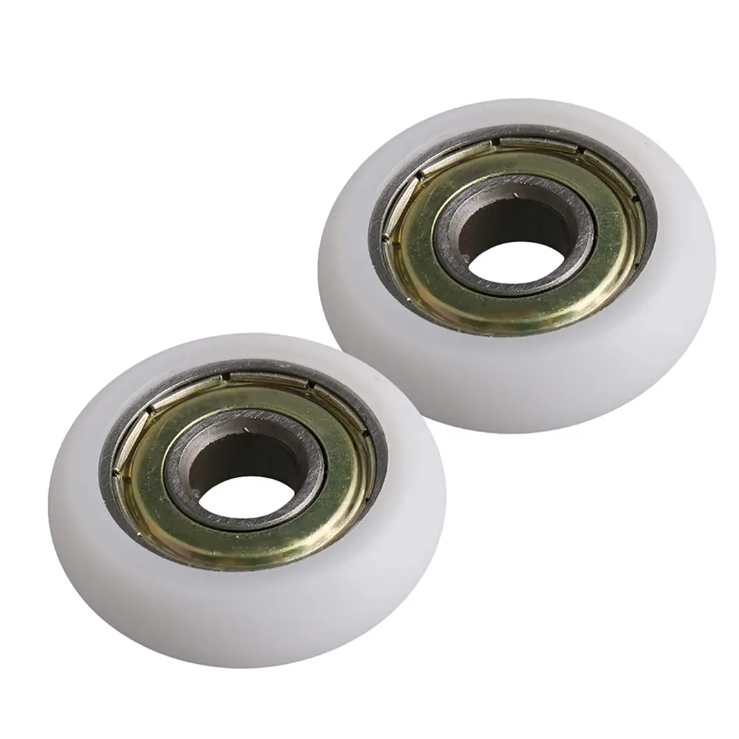 White Plastic Bearing Steel Ball Bearing Guide Pulley Roller Round Wheel Load 87KG custom injection molding plastic