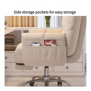 Plüsch gefüllter, mit Leder umwickelter drehbarer Bürostuhl-höhen verstellbar, mit Aufbewahrung tasche-Ideal für Schlafzimmer Einzels itz - Product Image 3